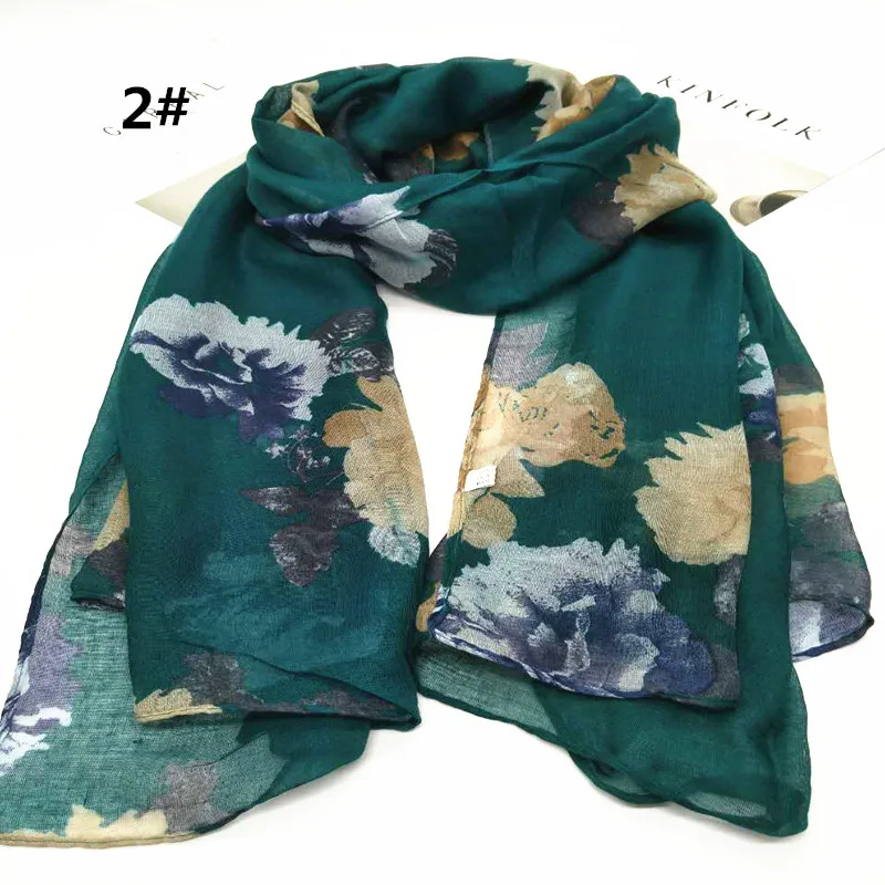 Мода voile женские шарфы и платки цветочный мусульманин хиджаб печати Довольно