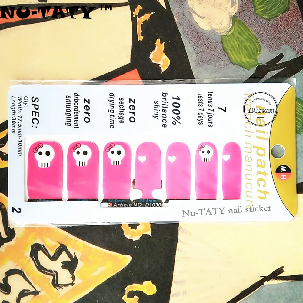 Водостойкие наклейки для ногтей Nu TATY Pinky Lady Skulls 14 шт./компл.|skull nail stickers|nail stickerart