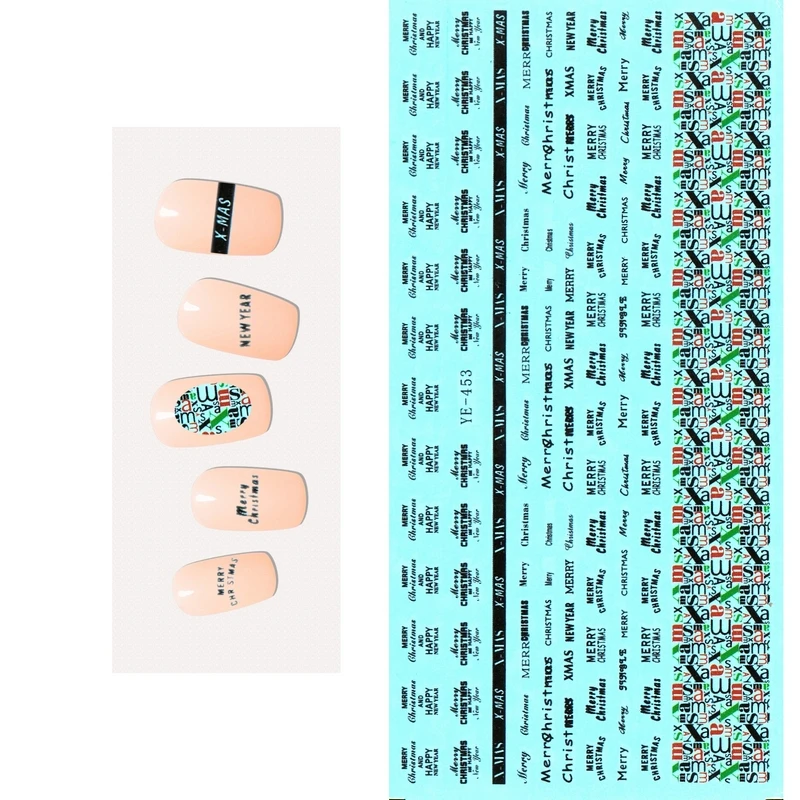 Красивая водная наклейка UPRETTEGO для дизайна ногтей Рождественская шапочка Санта