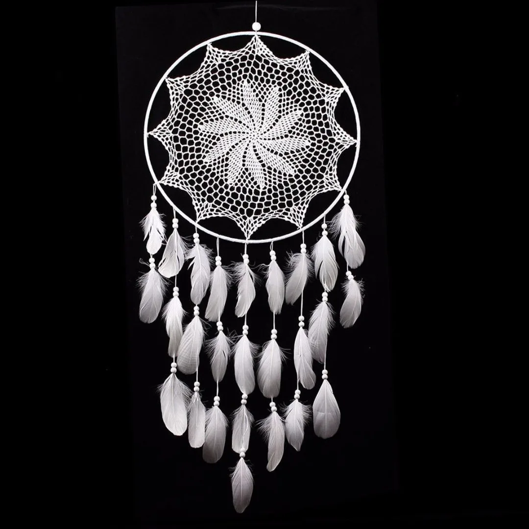 

New Large Handmade Wall Hanging Dream Catcher Feather Lace Ornament Home Decor