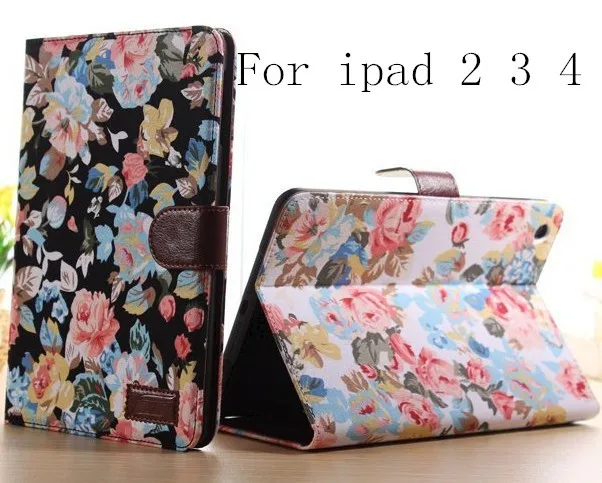Магнитный чехол для iPad 2 ipad 3 серия цветов из искусственной кожи с держателем карт