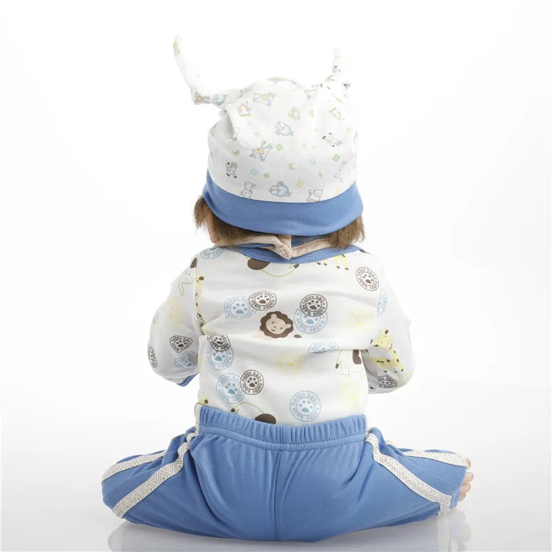 SanyDoll 22 дюйма 55 см силиконовые куклы для новорожденных синий костюм прекрасный