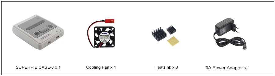 Retroflag SUPERPIE CASE-J пластиковая коробка для Raspberry Pi+ 32 ГБ sd-карта+ 3A адаптер питания+ HDMI+ вентилятор+ радиатор для RPI 3B