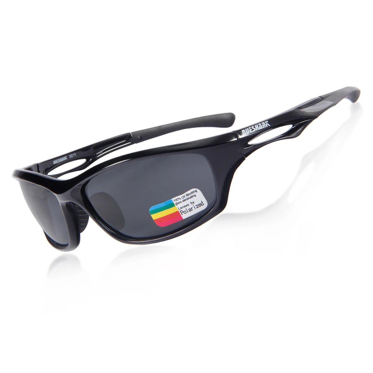 Polished Black QUESHARK небьющиеся TR90 Untralight рамки HD поляризованные солнцезащитные очки для рыбалки очки для мужчин и женщин Пешие прогулки бег гольф - Цвет: Polished Black
