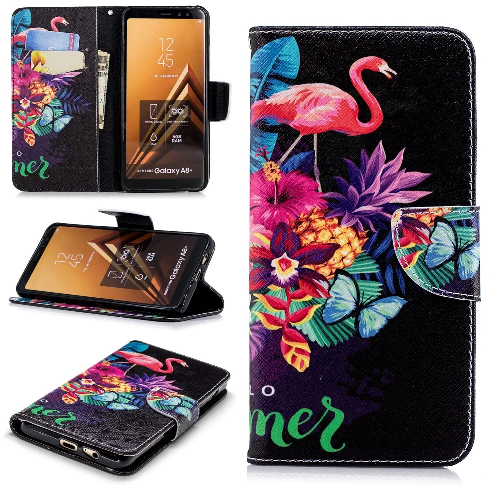 SjuzzyU Anti-knock PU Leather Case For Samsung Galaxy A8 plus 2018 Covers card bag Flip cases funda | Мобильные телефоны и
