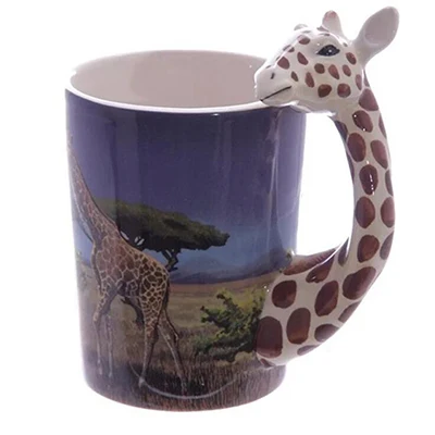 giraffe Креативная чашка домашний офис Милый Попугай Дятел мультфильм животное стерео керамическая кружка Ручная роспись 3D Кофе Молоко чай чашка - Цвет: giraffe