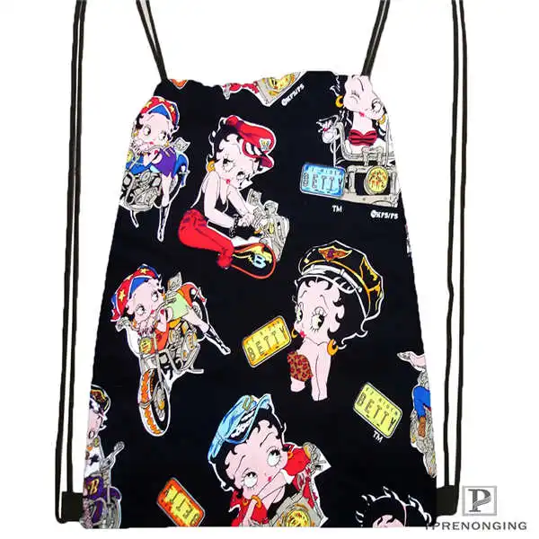 На заказ Betty Boop Drawstring рюкзак сумка милый рюкзак дети ранец(черная спинка) 31x40 см#180531-04-07 - Цвет: Drawstring Backpack
