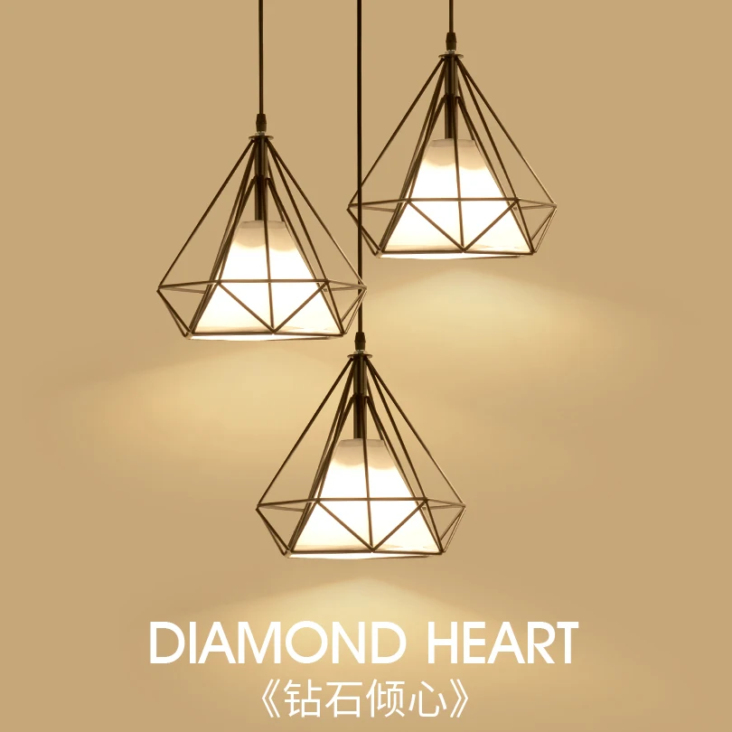 E27 простая современная люстра из кованого железа для скандинавского обучения