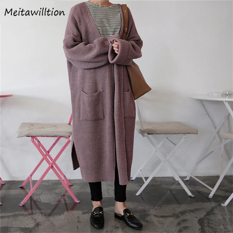 Fashion Long Cardigan Women 2019 Harajuku Loose Knit Sweater Casual Black Oversized Jacket Coat Autumn |