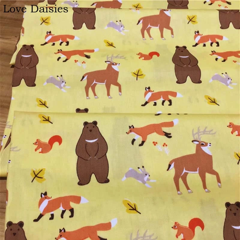 100% хлопок мультяшный светло-белый желтый серый собака кошка след лес пустыня