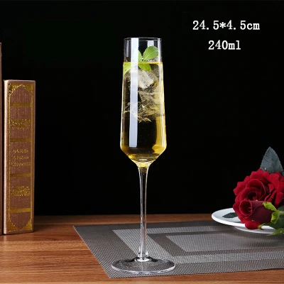 A2 240ml 2pcs Комплект из 2 предметов, без примесей свинца и с украшением в виде кристаллов Стекло флейта бокал для шампанского Стекло Кубок бокалы для красного вина коктейль Стекло Кубок подарки на свадьбу, день рождения чашка - Цвет: A2 240ml 2pcs