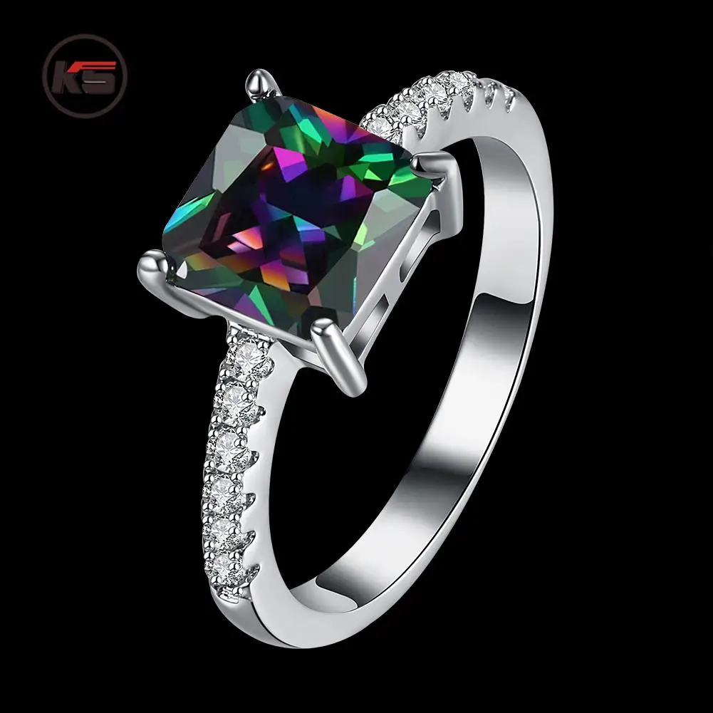 Мода Радуга Мистик камень и белый кубический цирконий Повседневная Белый Цвет