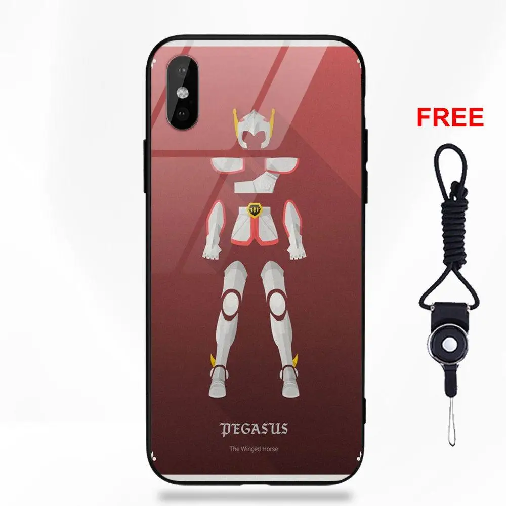 Мягкий ТПУ чехол + закаленное Стекло случаи покрытия мультфильм Saint Seiya тканевый