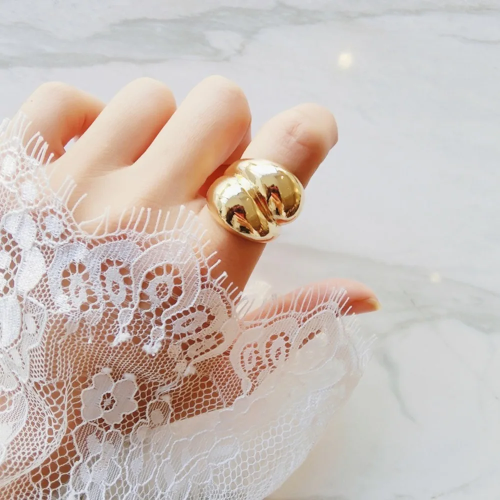 

Punk Fashion Water Drops Metal Smooth Open Ring Ins Women Girls Simple Style Geometric Finger Rings Jewelry Gold Silver Color