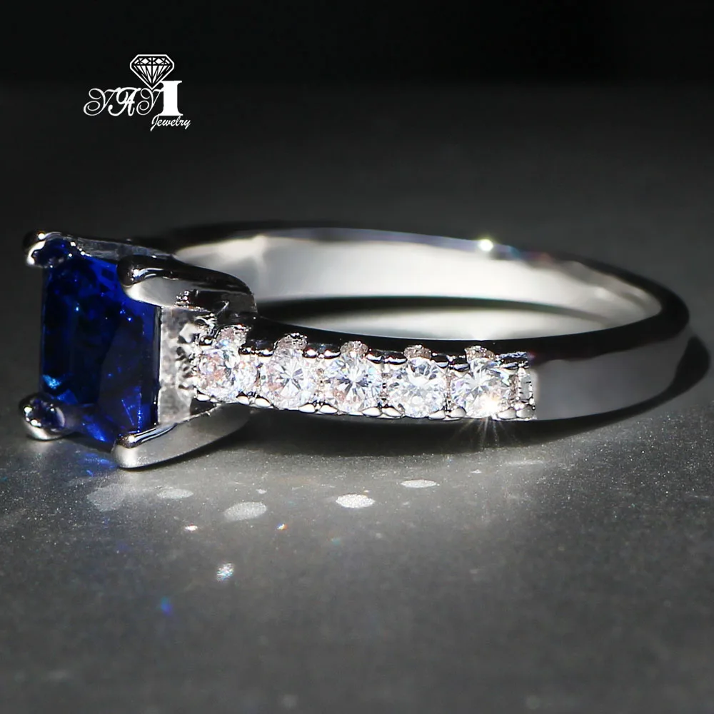 Ювелирные изделия YaYI Мода Принцесса 2.8CT голубой циркон серебро Цвет обручальные