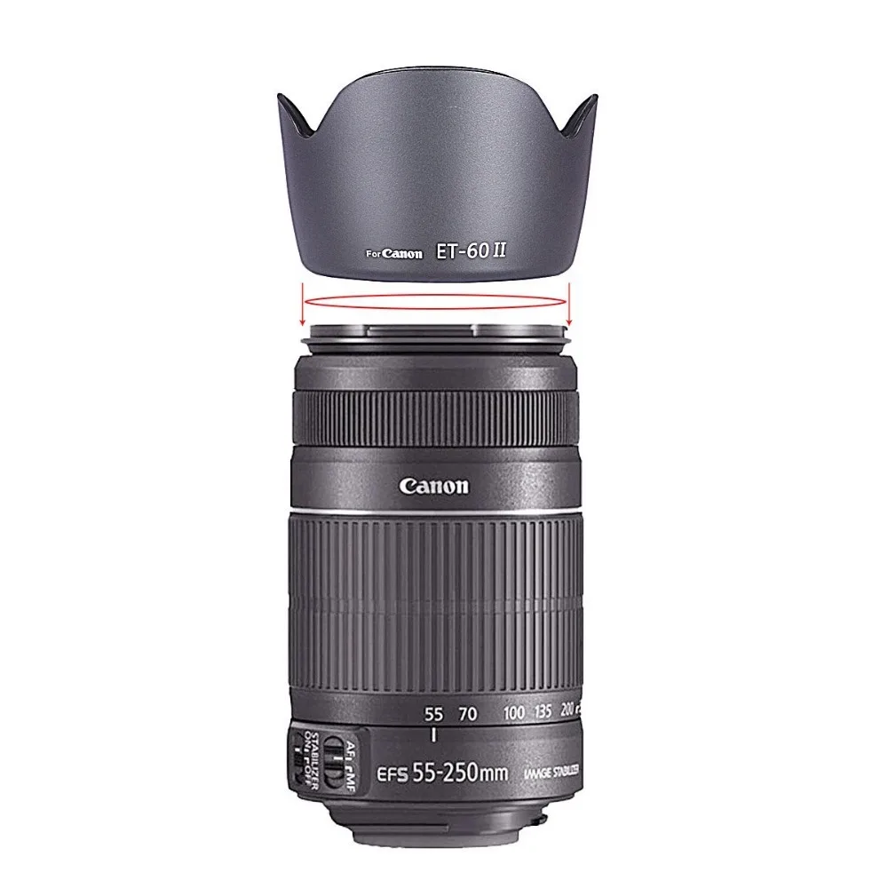 Бленда объектива для Canon EF 75-300 мм f/4 0-5 6 USM II III объективы canon EF-S 55-250 F/4-5 IS Lens ET-60 |