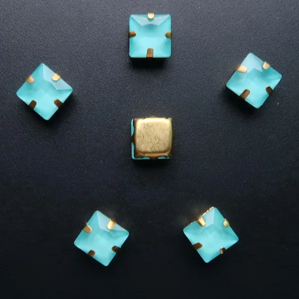 A5 Blue zircon Золотой Коготь 50 шт/уп желе конфеты и AB цвета стекло кристалл 8 мм квадратной формы пришить стразы бисер одежда diy отделка - Цвет: A5 Blue zircon