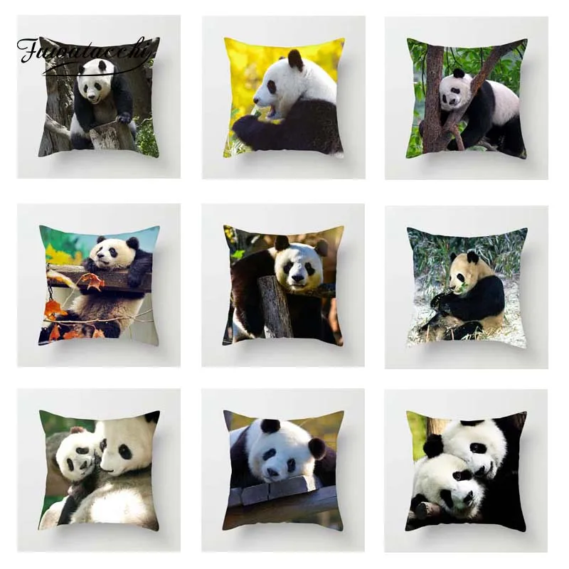 Fuwatacchi Animals Panda Cushion Cover For Sofa Home Decor Photo Pillow National Treasure Decorative Pillowcase 2019 | Дом и сад
