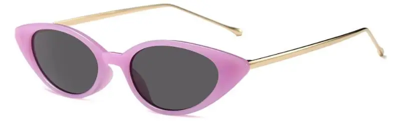 C4 purple frame blac УНИКАЛЬНЫЕ Солнцезащитные очки кошачий глаз женские тонкие очки в черепаховой оправе маленькие очки Модные металлические черные солнцезащитные очки для женщин милые сексуальные Оттенки UV400 - Цвет линз: C4 purple frame blac