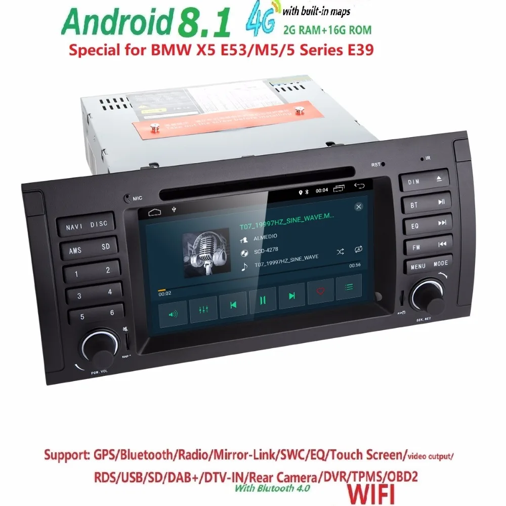 Автомобильные магнитолы с DVD Android 8 1 для BMW E39 E53 M5 (1996 2007) 4G WI FI Bluetooth Phonelink BT 1080 P карта