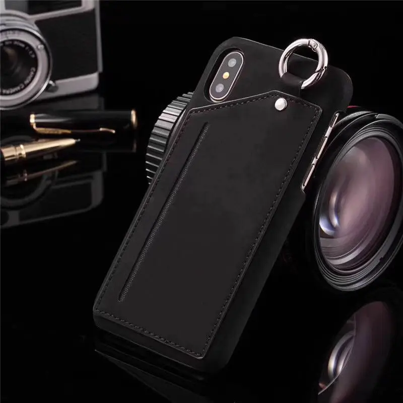Гладить кольцо висит Coque чехол для Apple IPhone X Мода PU кожа Слот карты на заднюю крышку