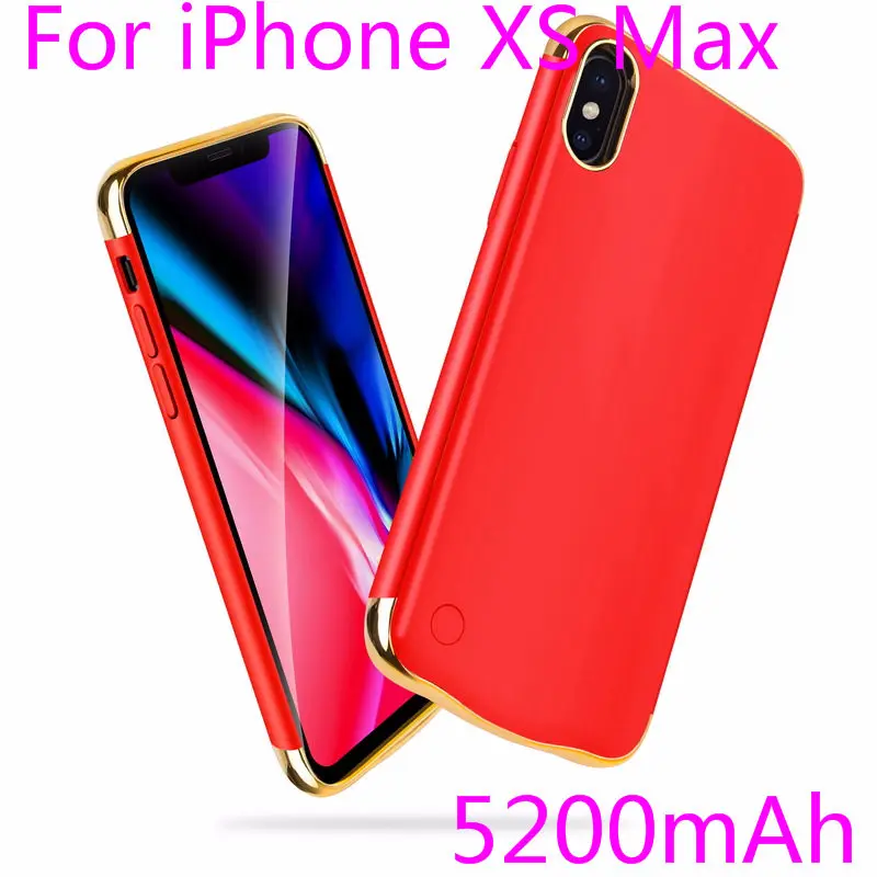 Тонкий противоударный чехол для зарядного устройства для iPhone XR XS Max, перезаряжаемый внешний аккумулятор для iPhone X XS, чехол для зарядки - Цвет: IXS Max-Red