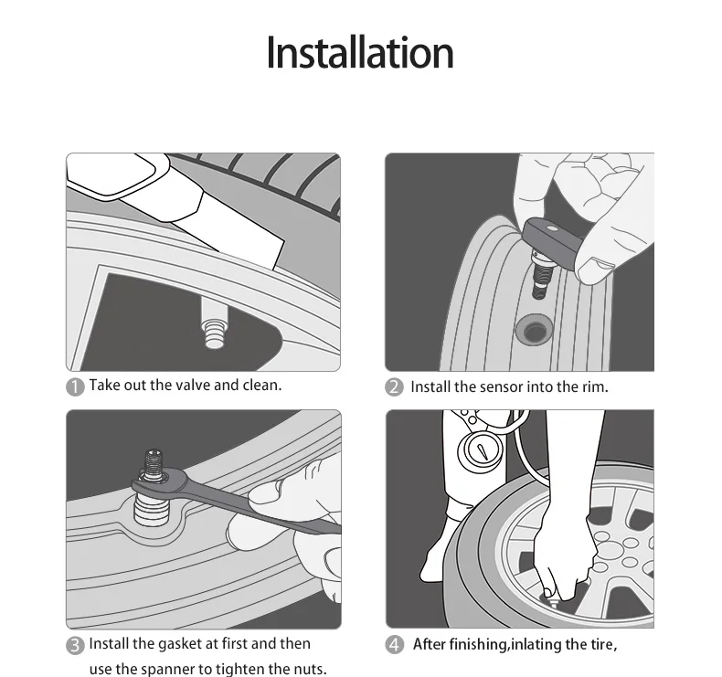 

M3 Waterproof Motorcycle Real Time Tire Pressure Monitoring System TPMS Wireless LCD Display Internal Or External TH/WI Sensors