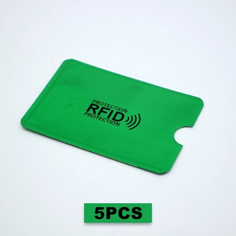 green card holder 5 шт. Анти Rfid держатель для карт кошелек NFC Блокировка ридер замок Id банковский Чехол для карт металлический кредитный держатель для карт Алюминий F050 - Цвет: green card holder
