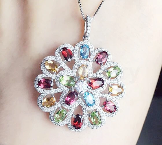 Натуральный цитрин синий топаз гранат фотосеребро 1 шт. кольцо подвеска 0 25 карат *