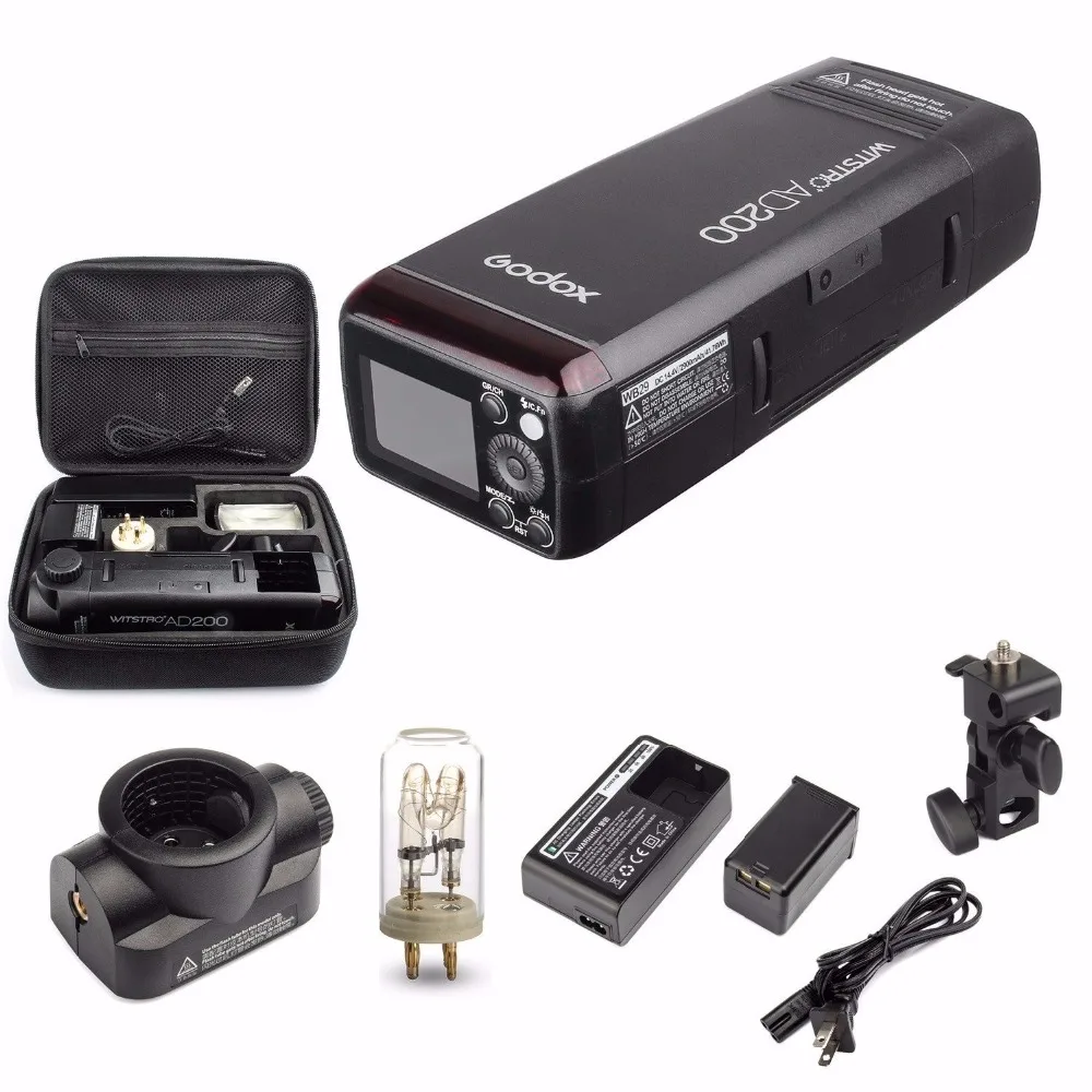 AD200 Standard Godox AD200 200Ws 2,4G ttl вспышка стробоскоп 1/8000 HSS Беспроводная голая лампа/Speedlite Speedlight для Canon Nikon Dslr камера с X1T - Цвет: AD200 Standard