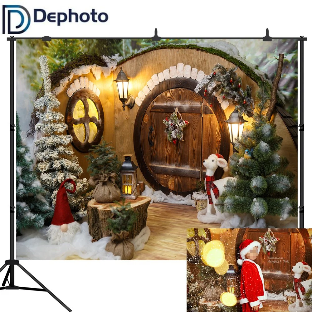 DePhoto зимние фоны для фотосъемки Рождественская елка олень подарок-фонарь подарок