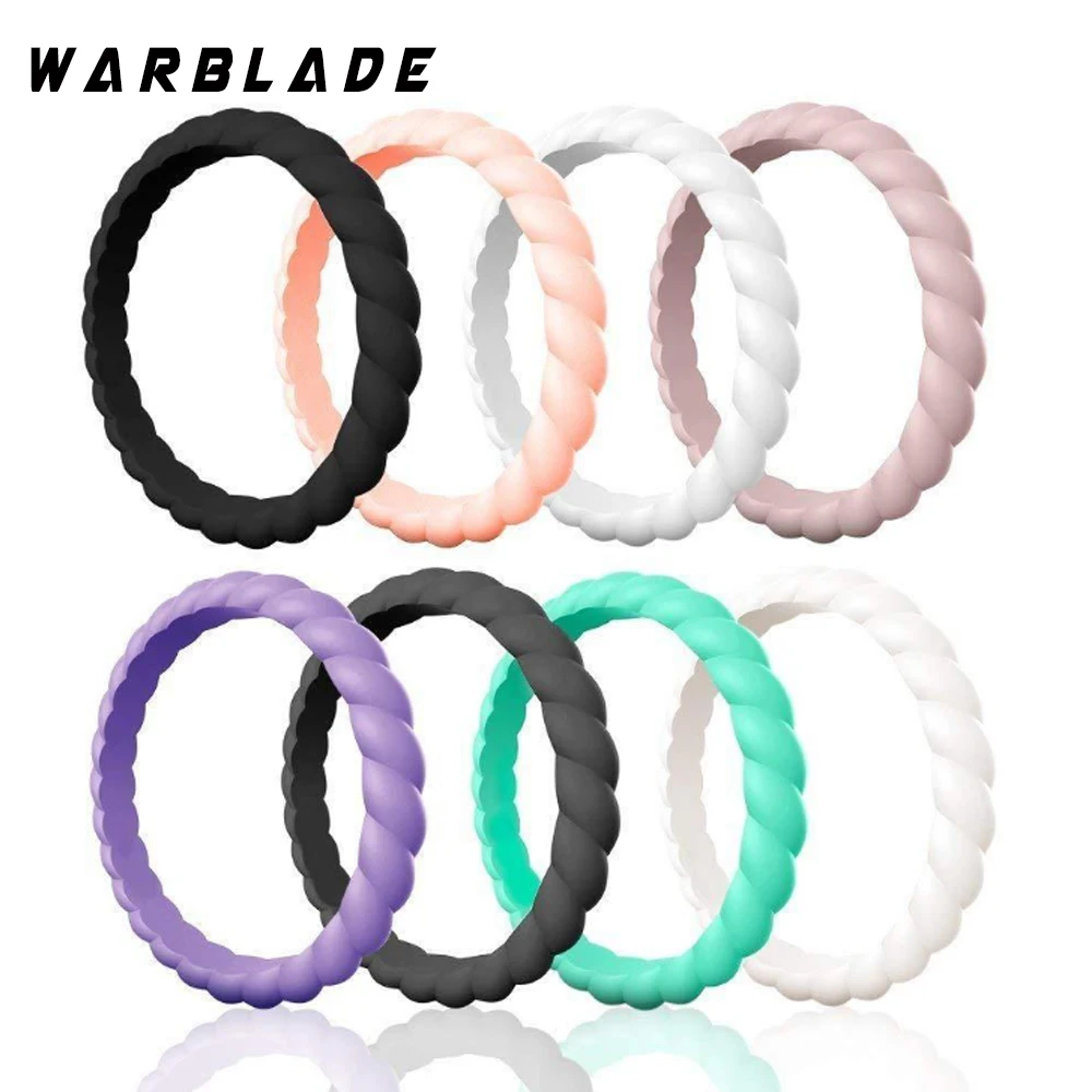 Модное 3 мм тонкое плетеное силиконовое кольцо для женщин обручальные кольца