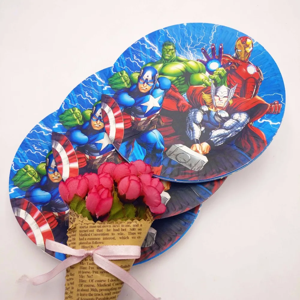 10pcs/set 7inch The Avenger Plate Children Party Supplies Kid Birthday Decoration Event And | Дом и сад