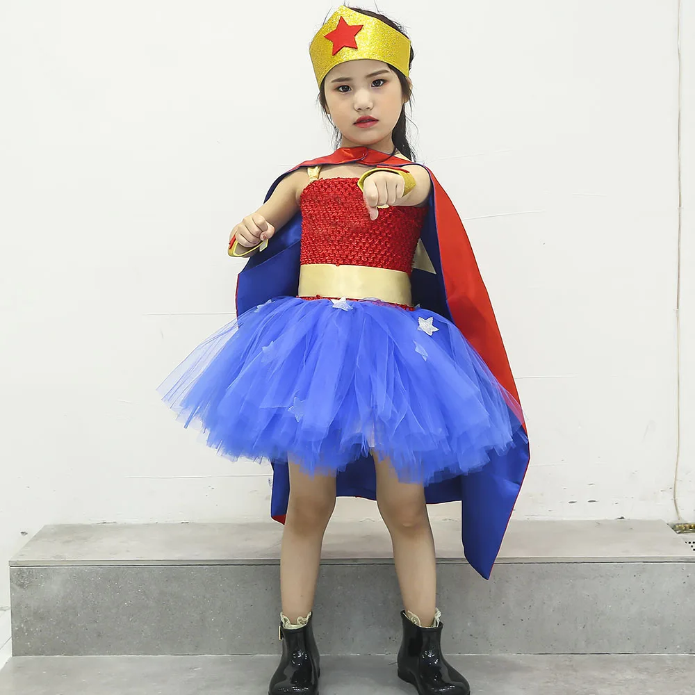 1 комплект Wonder Girl с юбкой-пачкой платье отважными супер девочек Super hero Hero