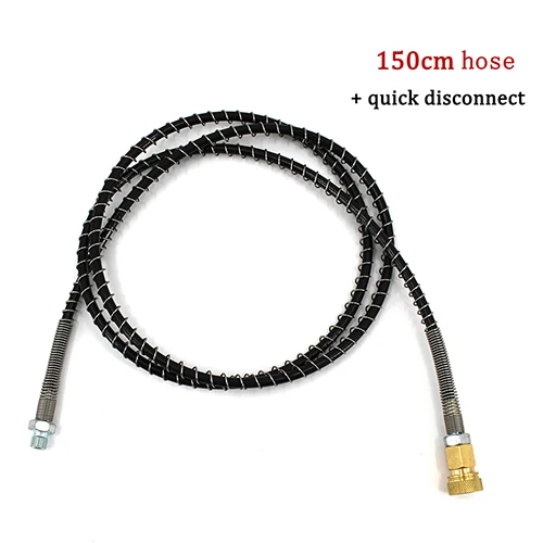 150cm hose and 1QD Шланг высокого давления с пружинной обмоткой 150 см длиной M10x1 мужской резьбой PCP Пневматика воздушный насос для заправки нейлоновый черный шланг - Цвет: 150cm hose and 1QD
