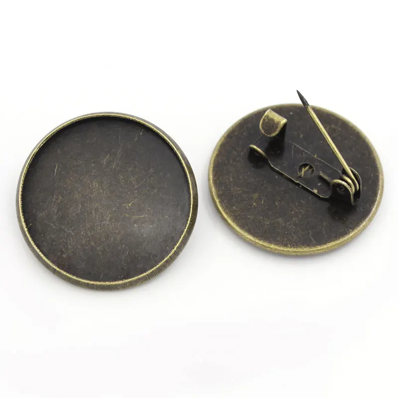 DoreenBeads Медь Броши Выводы круглый из античной бронзы, с кабошоном настройки(подходит 20 мм) 22 мм(7/") x 22 мм(7/8"), 2 предмета в комплекте