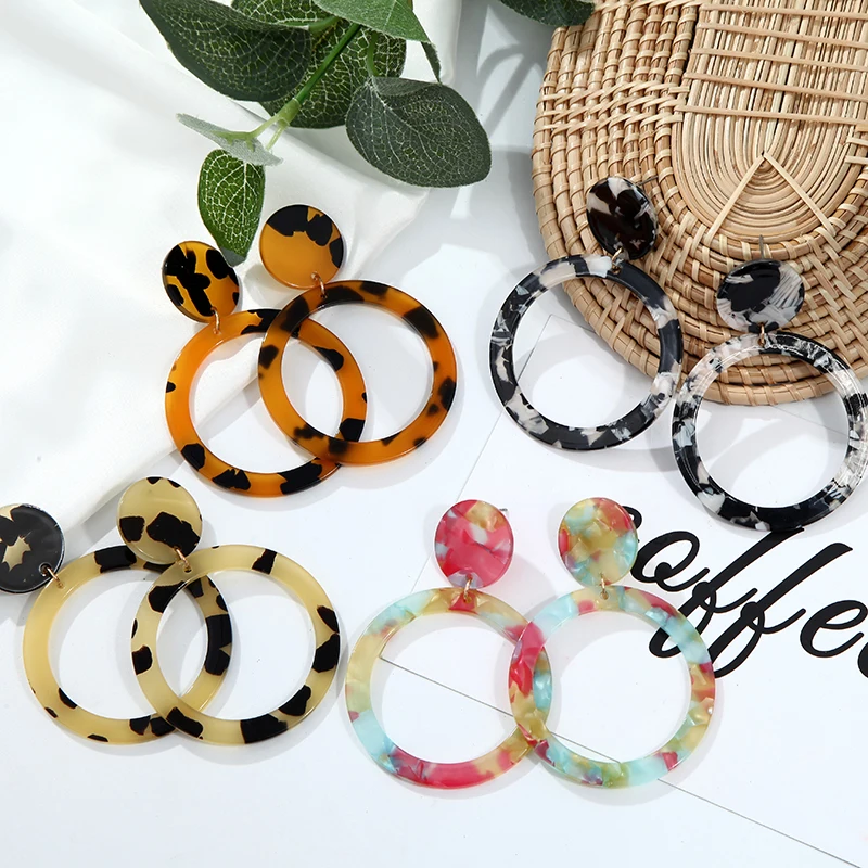 Женские Геометрические серьги-подвески большие квадратные акриловые серьги из