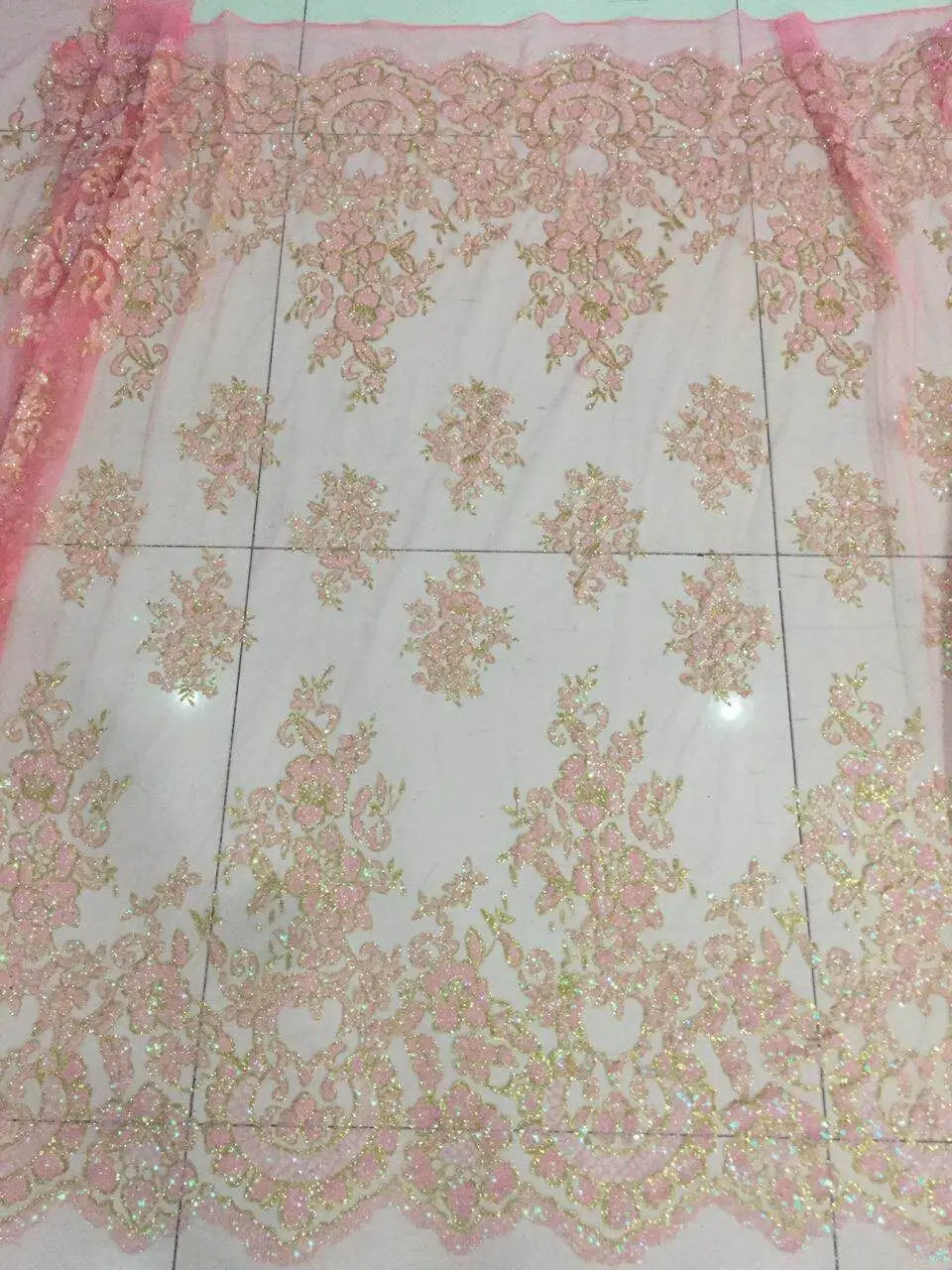 

5 ярдов/партия розовый склеенный Блестящий индийский Африканский Блестящий сетчатый кружевной материал для женского платья/свадьбы/ночног...