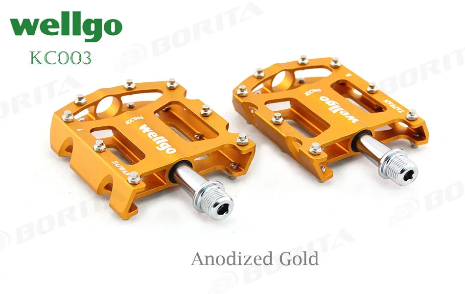 WELLGO KC003 городской велосипед педали, герметичный Подшипник педали 9/16 ''bmx Велосипеды велосипедная педаль Сверхлегкий велосипедный руль для горного велосипеда Сверхлегкий - Цвет: Anodized Gold