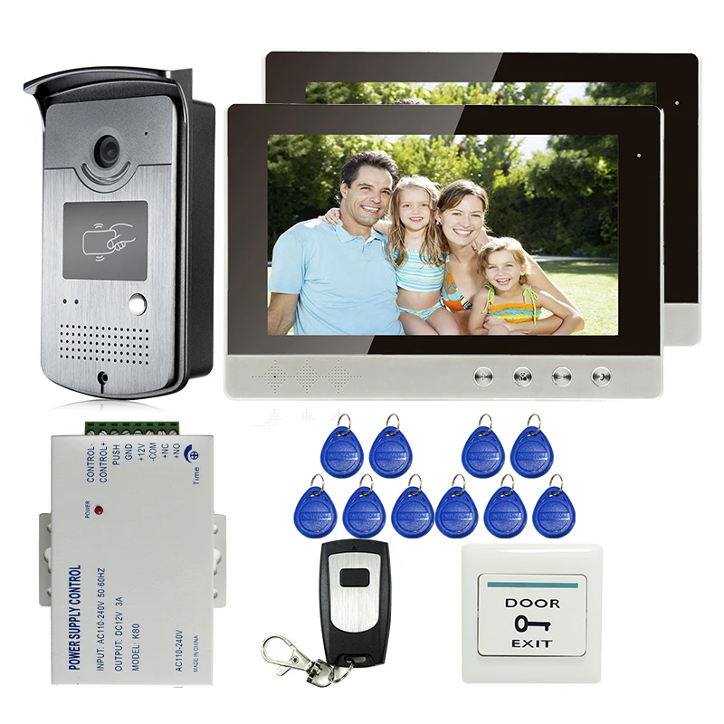 Бесплатная доставка Новый 10 &quotцветной экран видеодомофон домофон 2 монитора +