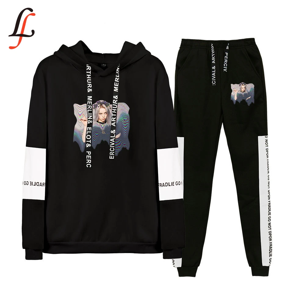 Billie Eilish комплект из 2 предметов женские толстовки в стиле хип хоп Harajuku унисекс