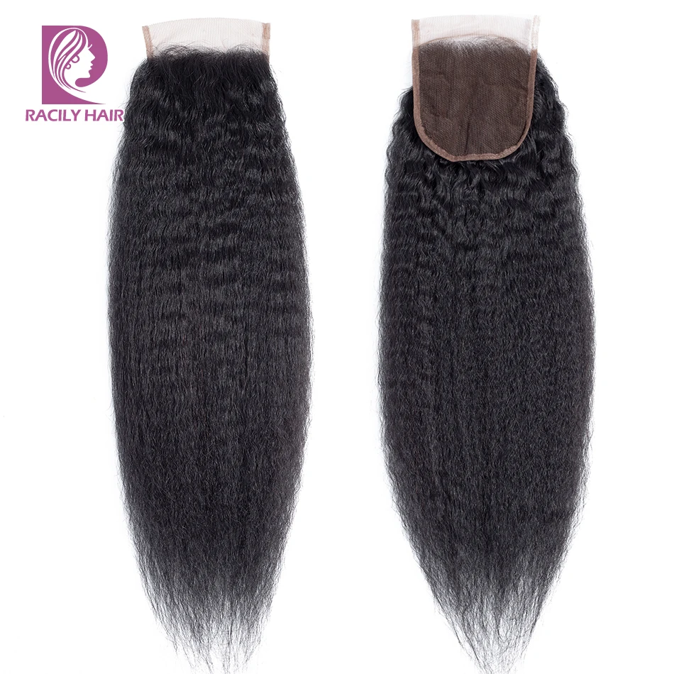 Волосы Racily 4x4 бразильские кудрявые прямые волосы Remy швейцарские кружевные