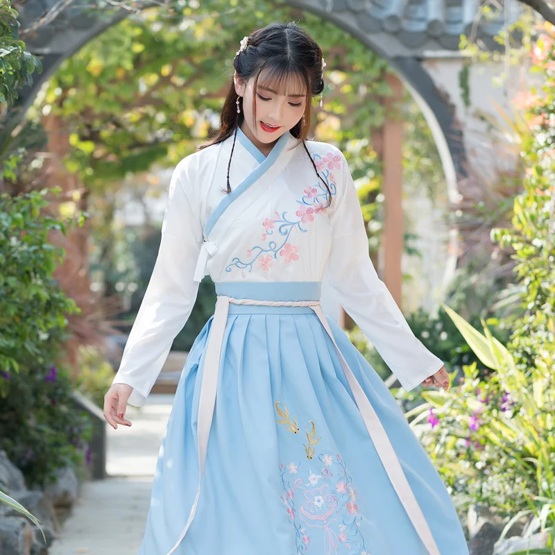 Chinese Style Women Hanfu Costume Embroidery Slim Ancient Traditional Elegant Tang Dynasty Princess Wear DL3760 | Тематическая