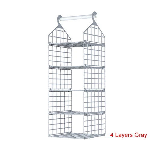 4 Layers Gray Креативные подвесные органайзеры для одежды, домашний гардероб, коробка для хранения в шкафу, подвесной карман, полка для одежды, нижнее белье, подставки для обуви - Цвет: 4 Layers Gray
