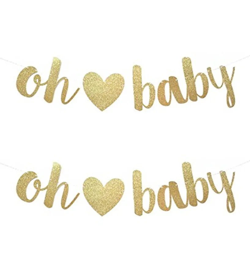 Большой Золотой блестящий баннер Oh Baby/Boy/Girl для вечеринки Baby Shower украшения