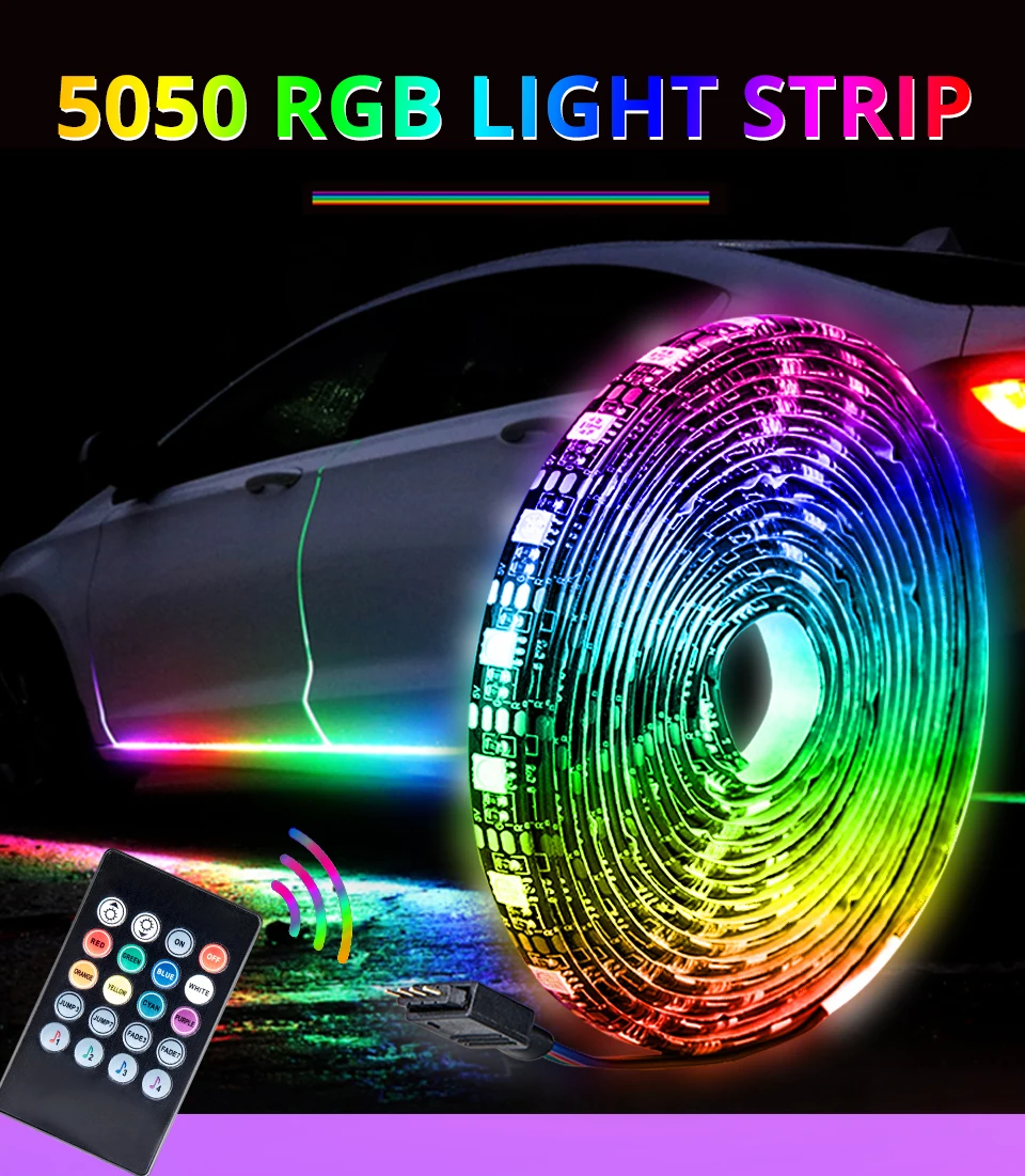 Автомобильная светодиодная лента AVACOM RGB, 5 В, яркий светильник низкого напряжения, 0,5 м/3 м/5 м, водонепроницаемый красочный светодиодный настенный светильник с пультом дистанционного управления