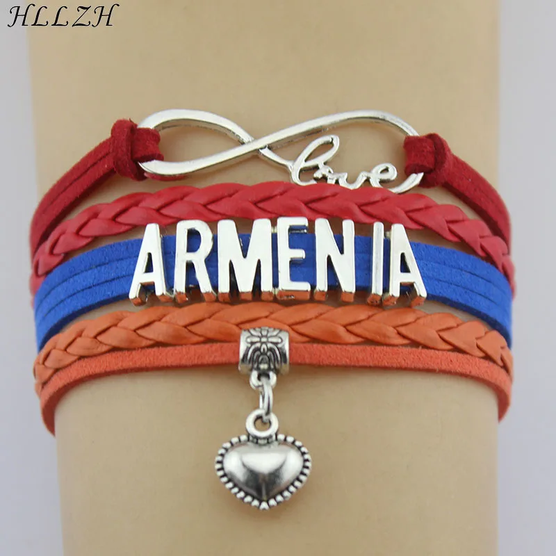HLLZH Infinity Love ARMENIA браслеты сердце очарование ручной работы плетеные из веревки и