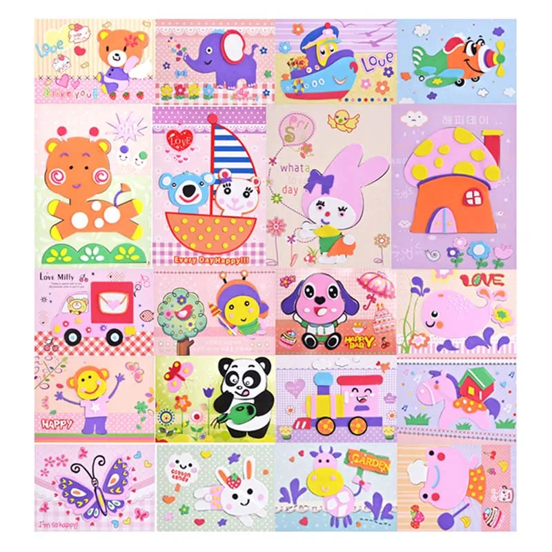 2-5Pcs 5 шт./компл. 3D EVA пены Стикеры игрушки головоломки DIY игрушки ручной работы с рисунками зверей из мультфильмов, образовательные Развивающие игрушки для Для детей Подарки - Цвет: 2-5Pcs