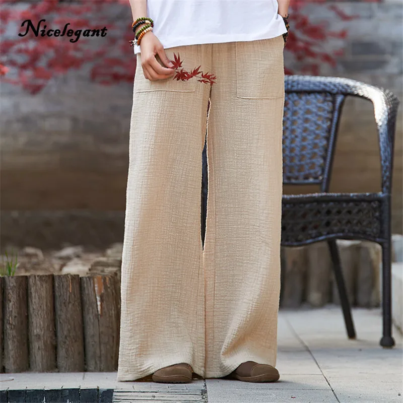 Новинка 2019 хлопок льняные брюки Женские однотонные карманы винтажные китайские