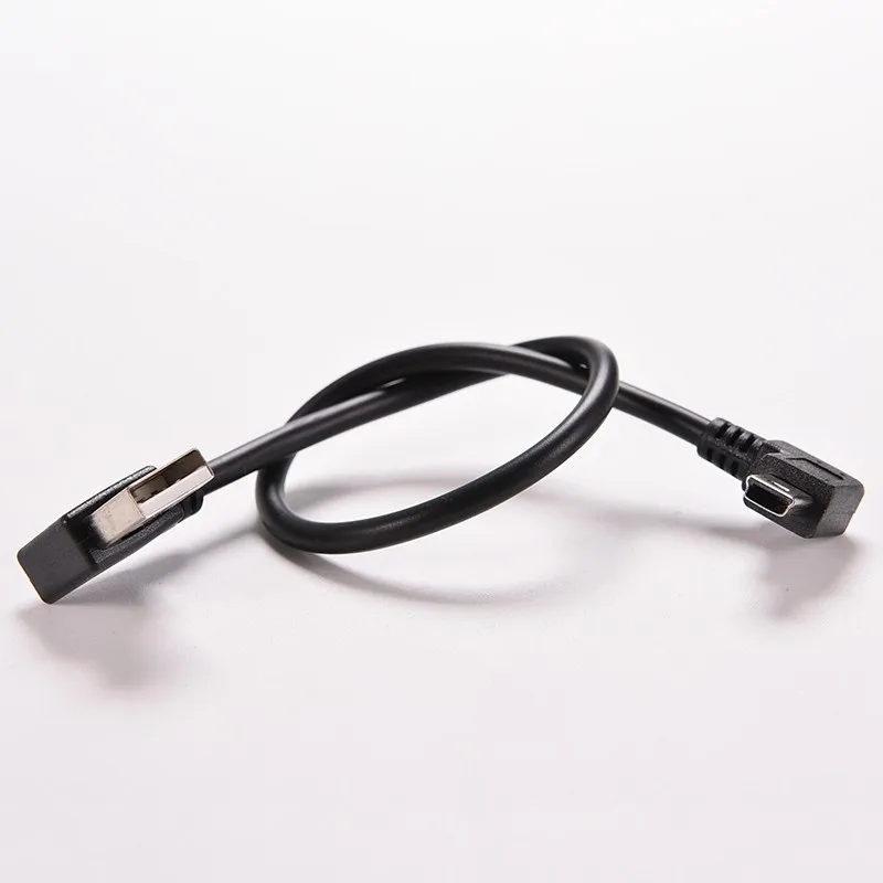 JETTING Mini USB кабель для передачи данных 25 см под прямым углом USB 2,0 A штекер для Mini USB 5 Pin Левый угол Мужской кабель Шнур адаптер разъем